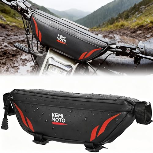 KEMIMOTO Motorcycle Handlebar Bag Universal Waterproof Front Storage Bag Bicycle Handlebar Bag Compatible with Sur-Ron Light Bee X and S X160 X260 Talaria Sting Segway Electric Dirt Bike - color: Red Decor