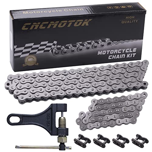 420 Jackshaft Chain 42Link+Standard Roller Chain 90 Link+ Chain Breaker, fit for Coleman BT200X CT200U Trail 200 CT200U-EX Baja TrailMaster Warrior Heat 196cc Powersports Mini Bike Part - size: 42 and 90 Link Chain Breaker