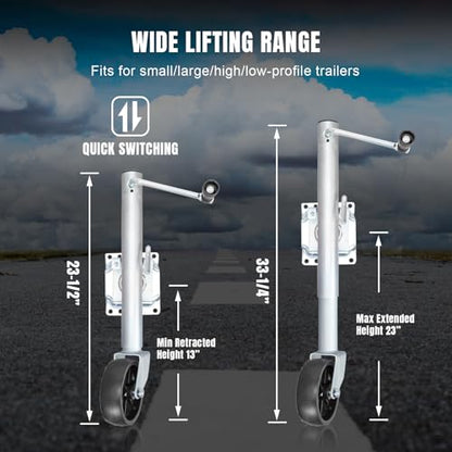 Torin 1000 lbs Trailer Jack with Wheel, Heavy Duty Swivel Boat Trailer Jack Single Whee, 10" Lift, Bolt-on Trailer Tongue Jack for RV Boat ATR39001B, Silver - size: 1,000 LBs, style: Single Wheel Trailer Jack