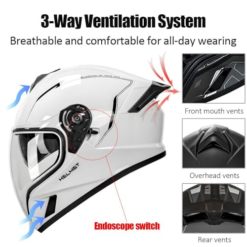 Bluetooth Full Face Motorcycle Helmet DOT Approved Modular Motorcycle Helmets with Built-in Sun Visor, Multi-Ventilation Ports, for Adults Men Women Casco Moto Hombres Mujeres - size: XXL61~62CM, style: K