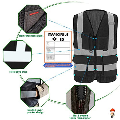 A-SAFETY XSmall Black safety vest xs (Black Mesh XS) - color: Black Mesh, size: X-Small