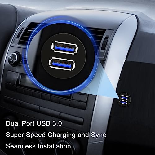 Double Ports USB 3.0 Car Flush Mount Cable, USB Dash Mount Adapter Male to Female for Car Truck Boat Motorcycle Dashboard Panel 1ft - style: Dual Port 1ft