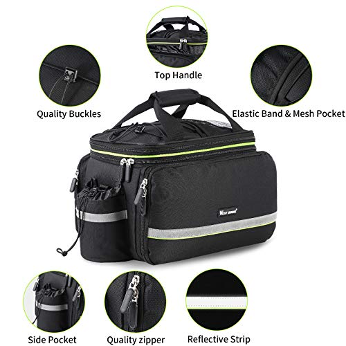 West Biking Rear Pannier Bag - 35L Large Capacity Waterproof Multi-Function Bicycle Rack Carrier, Detachable Tail Seat Trunk Bag With Handbag Shoulder Strap for Storage