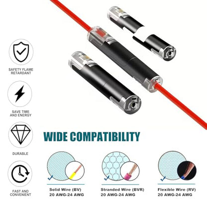 30pcs Pluggable LED Wire Connectors, 1-Pin 1-Way Universal Quick Splice Terminals, Single-Line Interlocking Detachable LED Connectors,Featuring Quick-Connect Terminals Suitable for AWG 20-24 - color: Black-1PIN 30Pcs