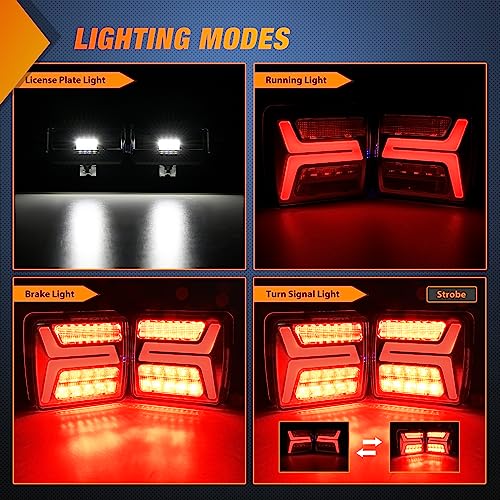 Nilight Magnetic Trailer Towing Light Kit 2PCS 58LED Wireless Tow Rechargeable Rear Stop Turn Running Lights for 10-30V Trailers Trucks RVs Vans Boats - color: Magnetic Trailer Lights