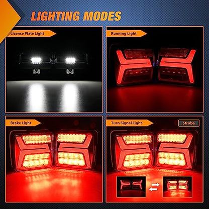 Nilight Magnetic Trailer Towing Light Kit 2PCS 58LED Wireless Tow Rechargeable Rear Stop Turn Running Lights for 10-30V Trailers Trucks RVs Vans Boats - color: Magnetic Trailer Lights