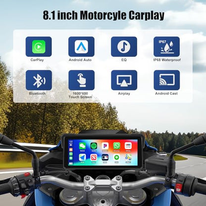 Motorcycle GPS Navigation System with Wireless Carplay Android Auto 8.1" Moto CarPlay Screen with Dual Bluetooth, Navigation/Siri/G00gle Assistant Waterproof - color: 8.1 inch