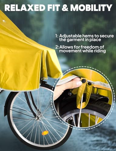 ANYOO Waterproof Rain Poncho Bike Bicycle Rain Capes Lightweight Compact Reusable for Adults - color: Yellow