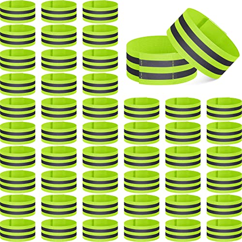 Zubebe 48 Pieces Reflective Bands Reflector Bands for Wrist, Arm, Ankle, Leg, High Visibility Reflective Gear Safety Reflector Tape Straps for Night Walking, Cycling and Running - color: Green