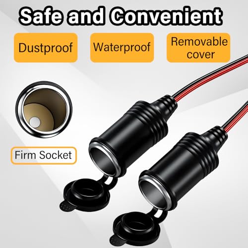 12AWG SAE to Cigarette Lighter Adapter Lighter Socket,12V-24V Heavy Duty Extension Cable with 15A Fuse,Used for Universal SAE Quick Connect Battery Charger and Accessories(2.6FT) - size: 2.6 Feet
