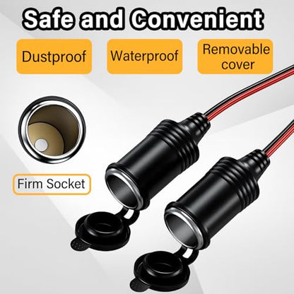 12AWG SAE to Cigarette Lighter Adapter Lighter Socket,12V-24V Heavy Duty Extension Cable with 15A Fuse,Used for Universal SAE Quick Connect Battery Charger and Accessories(2.6FT) - size: 2.6 Feet