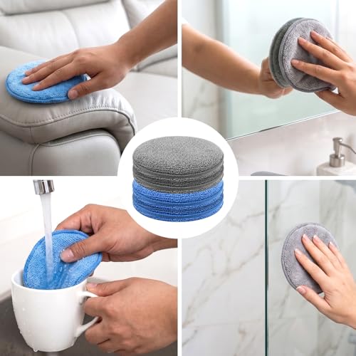 4 Pcs Wax Applicator Pads, 5 Inch Microfiber Applicator Pads Detailing Soft and Reusable Buffing Pad Foam Applicators Pad for Car Polishing and Cleaning Blue and Gray