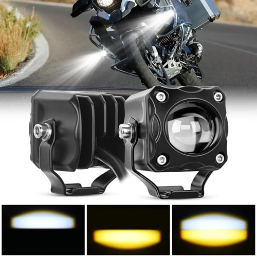 Nilight Motorcycle Driving Lights 1.7 inch White Amber Spot Beam Fog Light LED Pods IP67 Waterproof Auxiliary Offroad Lighting for Motorbike Dirt Bike e-Bike Scooter Snowmobile ATV UTV SUV Truck - color: 2Pcs 1.7Inch Lights White/Amber