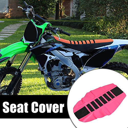 X AUTOHAUX Universal Motorcycle Pit Dirt Bike Faux Leather Soft Seat Cover Anti Slip Seat Cushion Pink Black 1Pcs - color: Pink