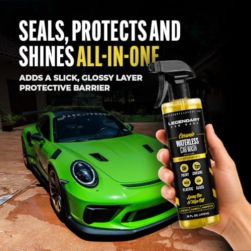 Legendary Ceramic Waterless Car Wash 16oz - High Gloss SiO2 Infused Detailing Spray - Hydrophobic Rinseless Car Wash & Exterior Spray Detailer