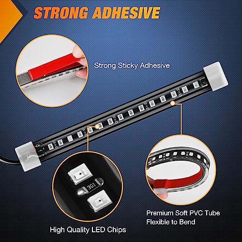 Nilight 2PCS 5Inch LED Motorcycle Turn Signal Running Brake Stop Tail Light Strips Red Beam Flexible Bend Adhesive Universal Fit Harley Motorcycles Dirt Bikes Snowmobile ATV - color: Amber