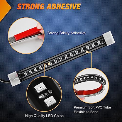 Nilight 2PCS 5Inch LED Motorcycle Turn Signal Running Brake Stop Tail Light Strips Red Beam Flexible Bend Adhesive Universal Fit Harley Motorcycles Dirt Bikes Snowmobile ATV - color: Amber