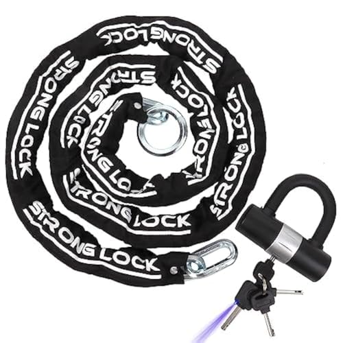 AKM Motorcycle Chain Lock Anti-Theft 8.2ft/250cm Super Long Durable 12mm Thick With 4 Keys Security 16mm U Lock for Motorcycles, Containers, Trailers, ATV - size: 8.2ft/250cm x 12mm Diameter Chain with Lock