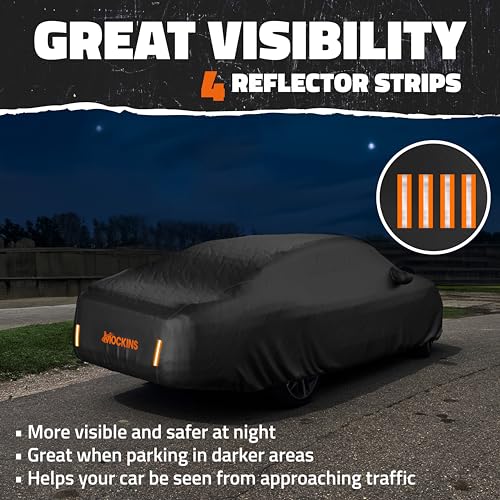 Mockins 200"x75"x47" Large Sedan Car Cover Waterproof All Weather Shield | Dual-Layer 250G PVC + HD Cotton Outdoor Weatherproof Car Covers for Automobiles | Full Exterior Covers for Rain, Snow, Frost - size: Sedan - Large - 200" x 75" x 47"