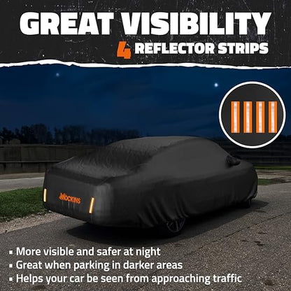 Mockins 200"x75"x47" Large Sedan Car Cover Waterproof All Weather Shield | Dual-Layer 250G PVC + HD Cotton Outdoor Weatherproof Car Covers for Automobiles | Full Exterior Covers for Rain, Snow, Frost - size: Sedan - Large - 200" x 75" x 47"