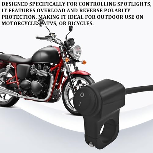 Motorcycle Handlebar Switch 12V, Waterproof Motorcycle Light Toggle Switch, Aluminum Alloy On/Off Switches ATV Accessories for ATV UTV Dirt Bike Scooter E-Bike, Fits 7/8" (22mm) Handlebars