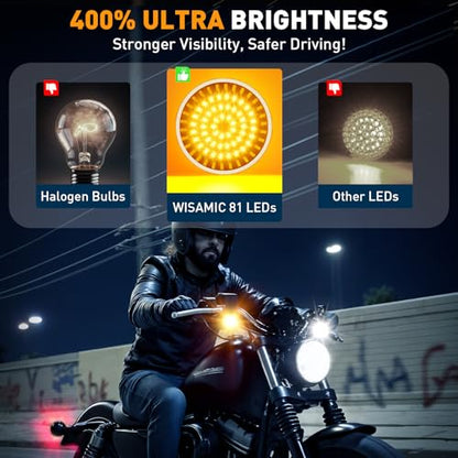 Wisamic 1157 LED Turn Signals Front Rear 81 LED Lights Super Bright 1157 Bulbs Lens Kit - Compatible for Harley Davidson Touring Dyna Softail Sportster Street Glide Road Glide Iron 883 1200 1986-2024