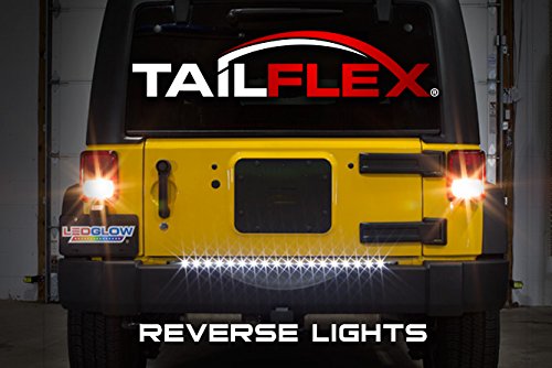 LEDGlow 36" Red TailFlex Tailgate LED Light Bar with White Reverse Lights for Jeep & SUVs - Brake, Running, Turn Signals & Hazard Lights - Flexible Waterproof Strip - Flat 4 Pin Connector