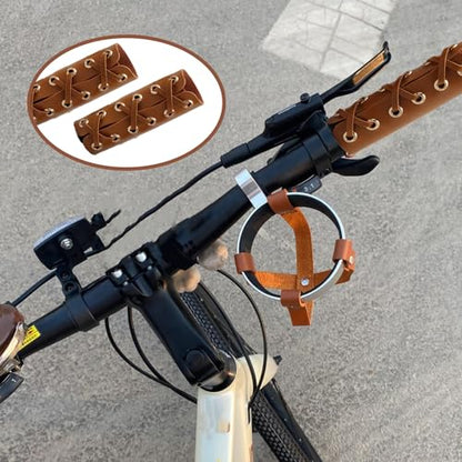20 Pcs Leather Walking Stick Grip Kit, Leather Handlebar Grips Cover, Motorcycle Grip Covers Wraps for Motorbikes, Bicycles and Canes with 20 Pcs Strap 4.61 x 4.37 Inch