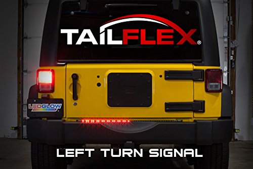 LEDGlow 36" Red TailFlex Tailgate LED Light Bar with White Reverse Lights for Jeep & SUVs - Brake, Running, Turn Signals & Hazard Lights - Flexible Waterproof Strip - Flat 4 Pin Connector