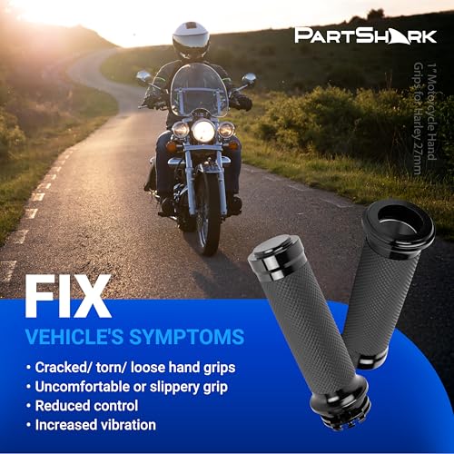 1"/25mm Hand Grips - Compatible with Harley Sportster 883 1200 Honda Yamaha Suzuki Kawasaki Cruiser Motorcycle Bobber Chopper Nonslip Comfortable Durable Throttle Grip Handlebars