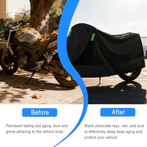 Motorcycle Cover with Lock Hole, Bike Cover Waterproof Outdoor, Rain Sun Dust Wind Proof All-Around Protection Bicycle Accessories for Dirt Cruiser Bikes Scooter Moped Electric Motorcycle (2XL) - size: XXL
