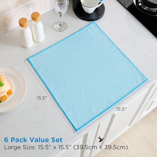 Microfiber Glass Cleaning Cloth, White Purple Blue, 6 Pack | 15.5x15.5 Inches Lint Free Streak Free Stainless Steel Cloth For Window Screen Car - color: Blue Purple White