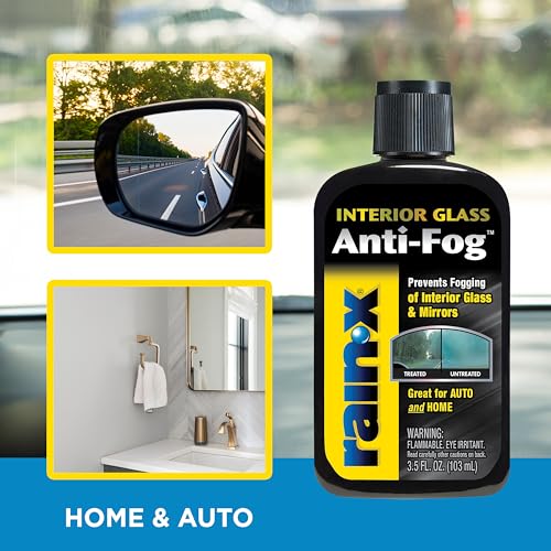 Rain-X AF21106D Glass & Mirrors Anti-Fog Treatment, Prevents Fogging & Steaming on Windshield and Visors, Improves Visibility, Great for Auto & Home - size: 3.5 Fl Oz (Pack of 1), style: Squeeze Bottle