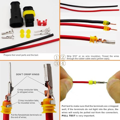 25 Kit 2 Pin Connector Automotive Waterproof Connectors 2 Wire Connectors Electrical Connector Two Pin Connector Quick Disconnect Plug Kit 22-16 AWG - size: 22-16AWG 25Set