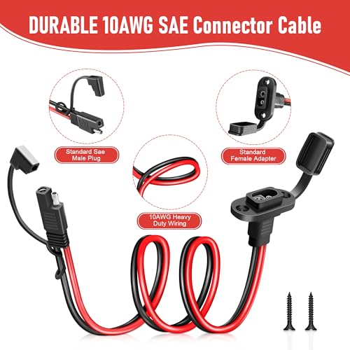 SAE Connector 2FT 10AWG, SAE Battery Quick Connect Plug Waterproof Extension Cable for Solar Panel, Street Glide, Road Glide, Motorcycle Charging Port Upgrade, RV, Solar Generator Battery Charger - size: 2FT