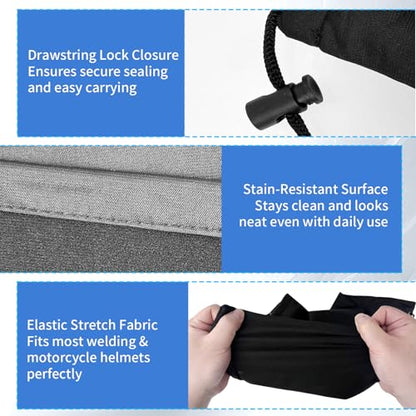 4 Pcs Motorcycle Welding Helmet Bag with Drawstring Locking, Large Lightweight Storage Bag for Motorcycle Riding, Welding Work and Travel