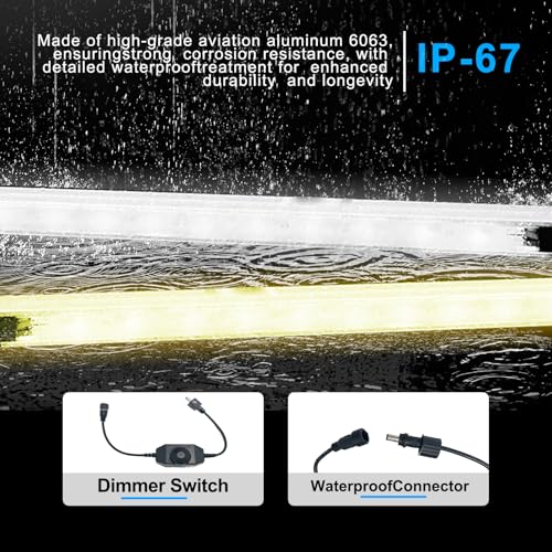 12V LED Interior Light Aluminum Rigid String Lights with Dimmer Switch Waterproof Light Strip (4pcs-White) - size: 4pcs-White