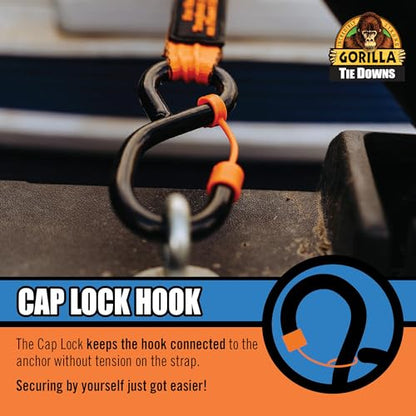 Gorilla Ratchet Tie Down Straps (2Pack) 1in x 16ft 1500lb Break Strength, Self-Locking Retractable, Heavy-Duty Orange Webbing, Gorilla-Grip Handles, Cap Locks, E-Coated Ratchets, Vinyl Hooks for Cargo - style: 1in x 16ft - 1,500lb Break (Pack of 2)