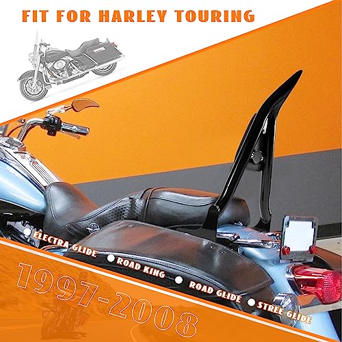 Tall Sissy Bar For Harley Touring Models 25" Detachable Rear Passenger Backrest Quick Release Compatible With Road King Road Glide Street Glide Electra Glide Road King 1997-2008 - color: Black-One Pice Fit '97-'08