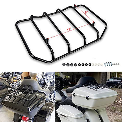 Advanblack King Tour Trunk Pack, Black Mount Bracket & Top Luggage Rack Fit for 2009-Later Harley Touring, Road Glide, Street Glide Special, Road King, Electra Glide (Billet Silver) - color: Billet Silver
