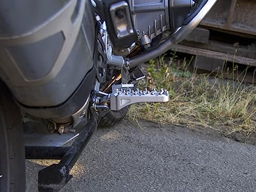AltRider Adventure II Foot Pegs Compatible With BMW R 1200/1250 / 1300 GS/GSA - Heavy Duty Design - Boot Friendly, High Traction Cleats for Stability & Grip - Adjustable Camber & Height - Silver - color: Silver, size: Adventure II (58mm x 122mm)