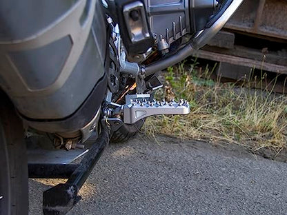 AltRider Adventure II Foot Pegs Compatible With BMW R 1200/1250 / 1300 GS/GSA - Heavy Duty Design - Boot Friendly, High Traction Cleats for Stability & Grip - Adjustable Camber & Height - Silver - color: Silver, size: Adventure II (58mm x 122mm)