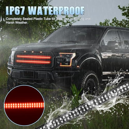 Nilight 2PCS 24 inch Truck Grille Strobe Lights Strip 384 LED Emergency Light Red Flexible Side Flashing Warning Caution Safety Waterproof Lighting Kit for Trucks Tow Plow Construction Vehicles - color: Red, size: Grille Strobe Lights