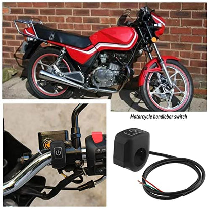 Motorcycle Handlebar Switch 22mm 7/8 Inch Handlebar Headlight Control Push Button Switch Waterproof 12V On/Off Switch with White LED Indicator