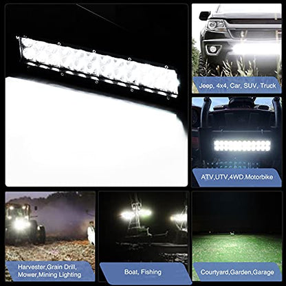 GOOACC 12 Inch 72W Led Light Bar Spot Flood Combo Driving Lighting Off Road Lights Mounting Bracket Horizontal Bar Tube Clamp with 16AWG Wiring Harness for Truck SUV ATV UTV Boat, 2 Years Warranty - color: 72W Light Bar + Clamp Bracket + Wiring Harness