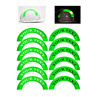 Customizable Reflective Helmet Strips - Reflective Tape for Hardhats Safety - Waterproof High Visibility Stickers 12pc - color: Green Arc