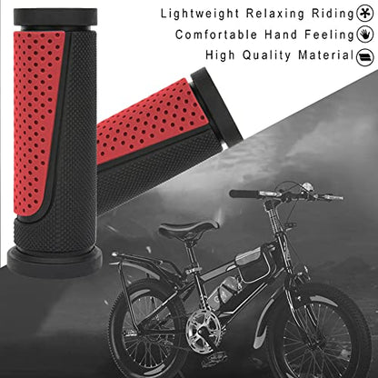 TOPCABIN Bike Handlebar Grips,Short Mini Bicycle Handlebar Grips Two-Color Rubber Bike Grips Fit Many Standard Bikes 2PCS 90MM Length - color: Black + Red - 90mm