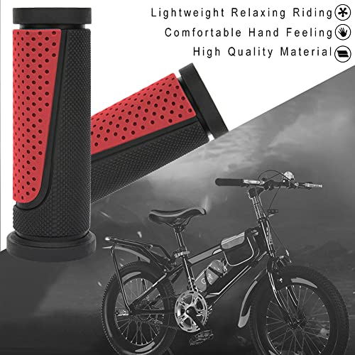 TOPCABIN Bike Handlebar Grips,Short Mini Bicycle Handlebar Grips Two-Color Rubber Bike Grips Fit Many Standard Bikes 2PCS 90MM Length - color: Black + Red - 90mm
