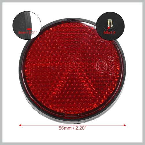 4 Pcs M6x1.0 Orange Red Plastic Universal Round Screw Mount Reflective Warning Reflector with Nut for Motorcycle Bike Replacement Car Parts