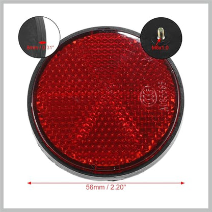 4 Pcs M6x1.0 Orange Red Plastic Universal Round Screw Mount Reflective Warning Reflector with Nut for Motorcycle Bike Replacement Car Parts